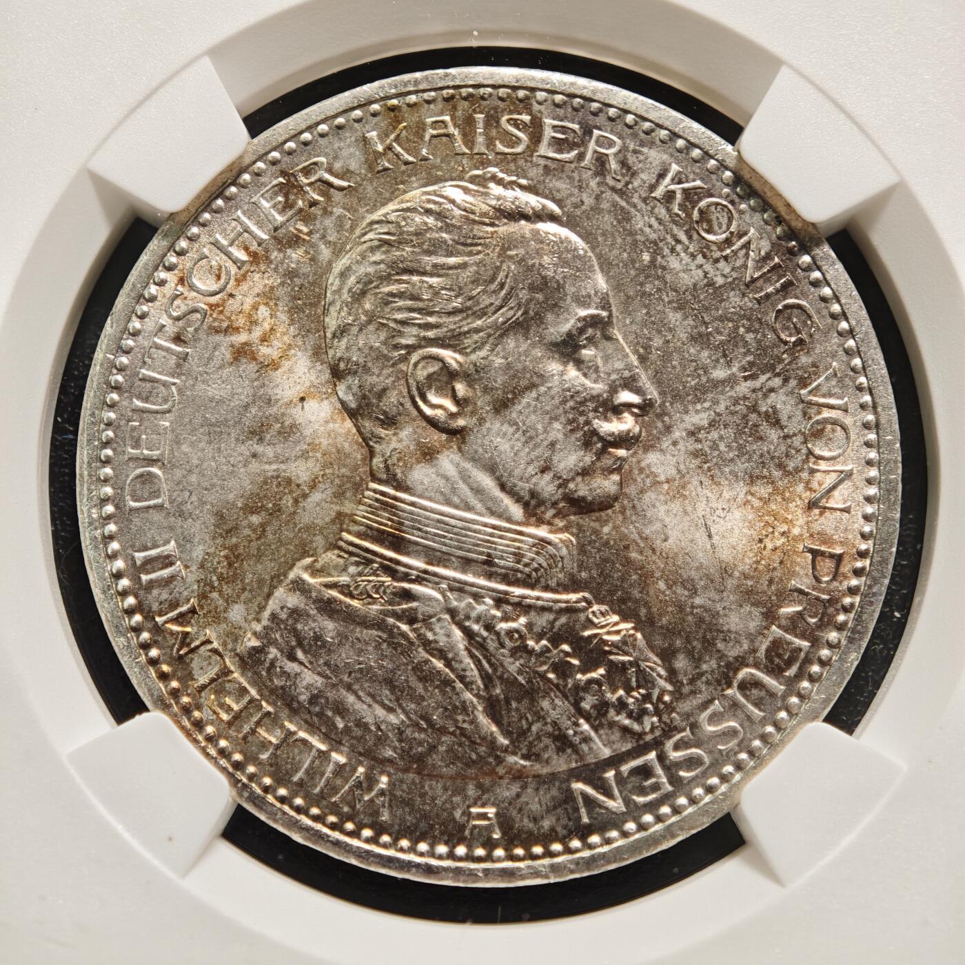 【德藏】世界币章拍卖第167期（拍品征集中~欢迎藏友联系） 1914年 德国普鲁士威廉二世军装5马克大银币 NGC UNC