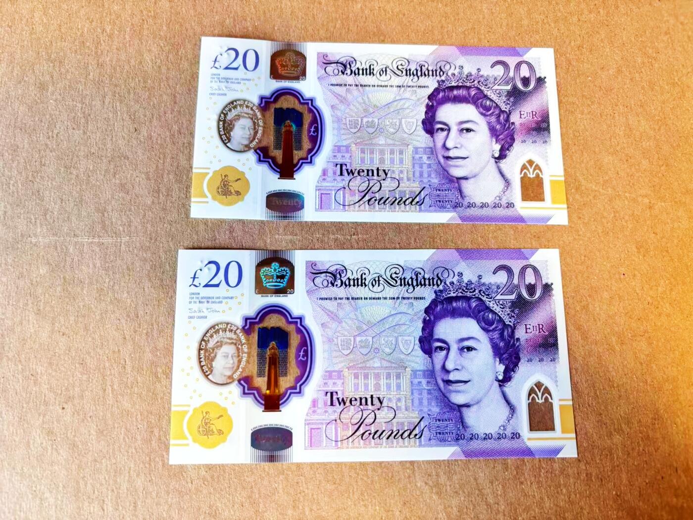 【Blue Auction】世界纸币精拍第794期——18级TOP拍卖/信誉/品质/专业/高效💫 【一组2张无47】英国 2018年20镑 全新UNC （有一张有轻微印子）