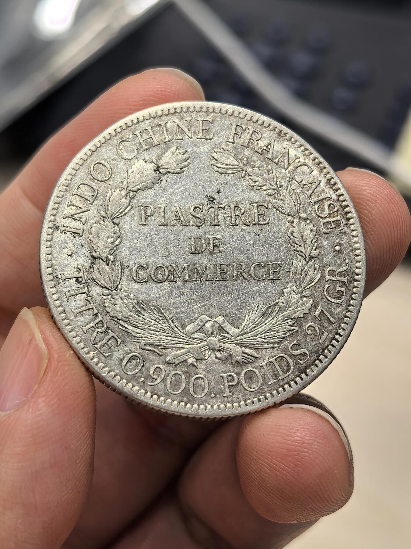 博洋堂世界钱币拍卖第164期（全场包邮） 法属印支1922年无字版坐洋银币，美品黄油包浆