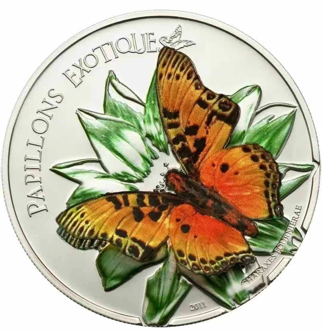 ❤️【币观天下】❤️ 第344期钱币秒杀拍卖场- 2026.3.6周五晚上6点半场 长期征集拍品  喀麦隆2011年“会飞的花朵-蝴蝶”立体彩色银币（参考价350欧元）带证书包装