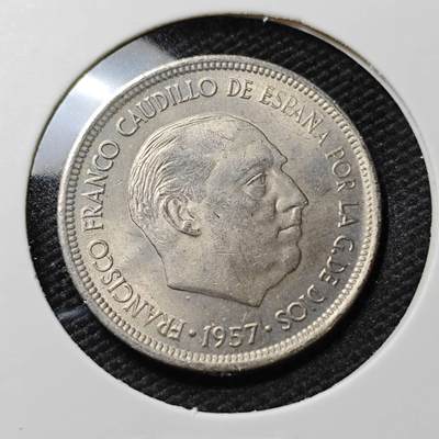KK钱币收藏小铺   第405期 2月预留时间 周末发货 -  1957西班牙5分 好品