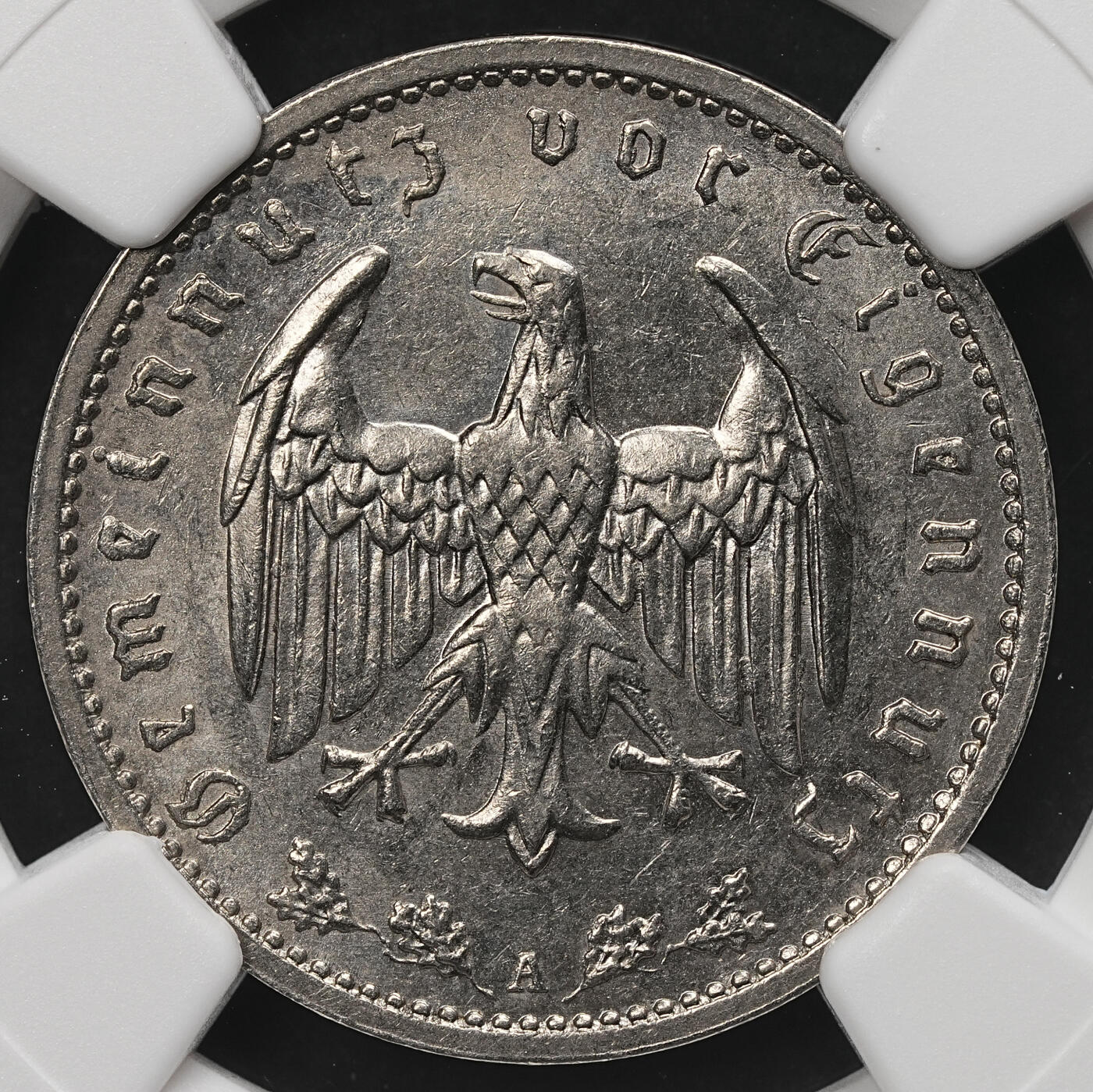 修遠堂世界钱币第107期 NGC MS63 1939年德国1马克，A厂铭