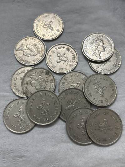 文馨钱币收藏第 296 场，长期接代拍业务 - 好品 1990 年英属香港一元 14 枚