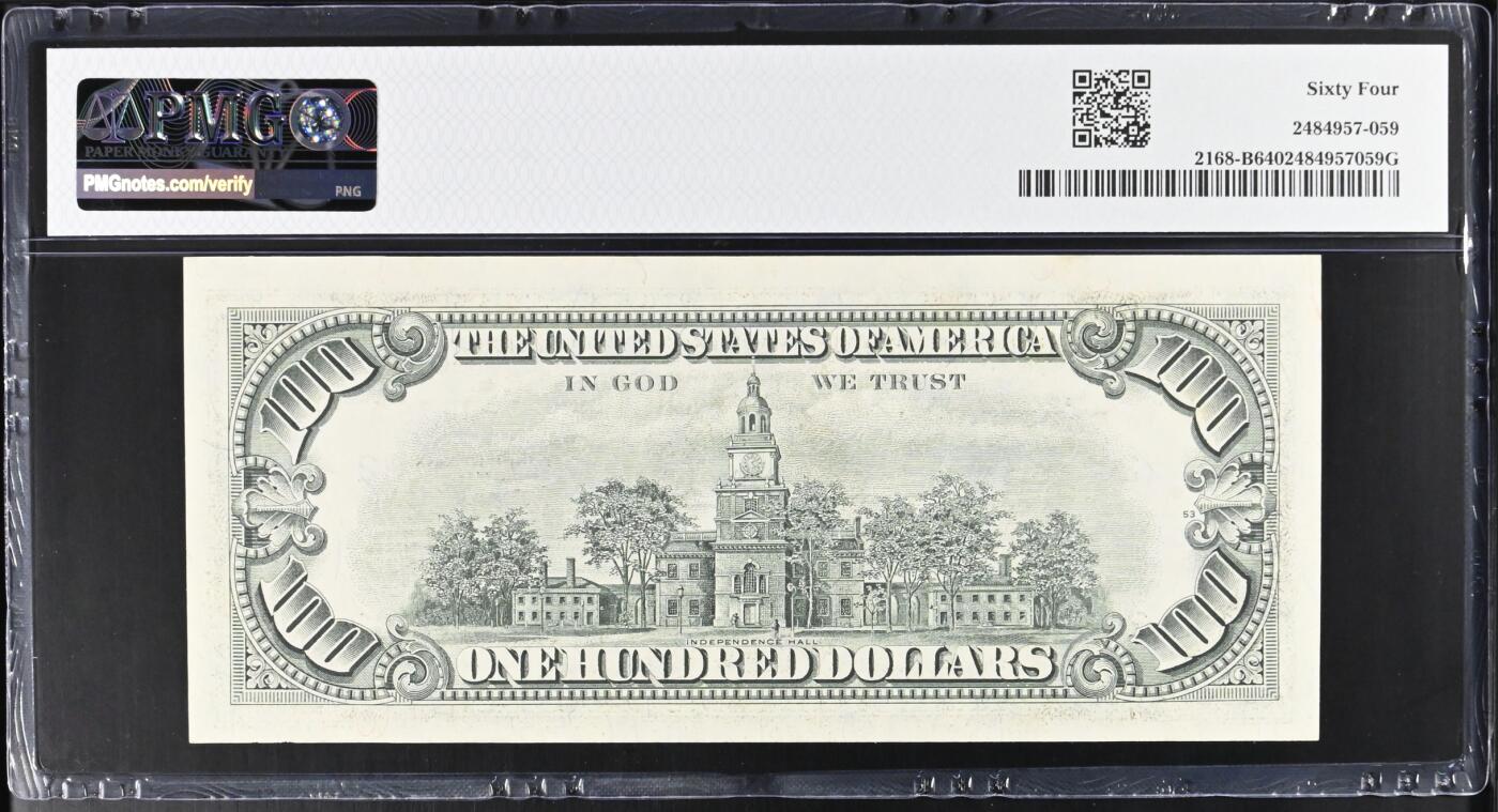 《艾美收藏》第236期-3.15周日外币畅拍 美国100美元 PMG64 1977年