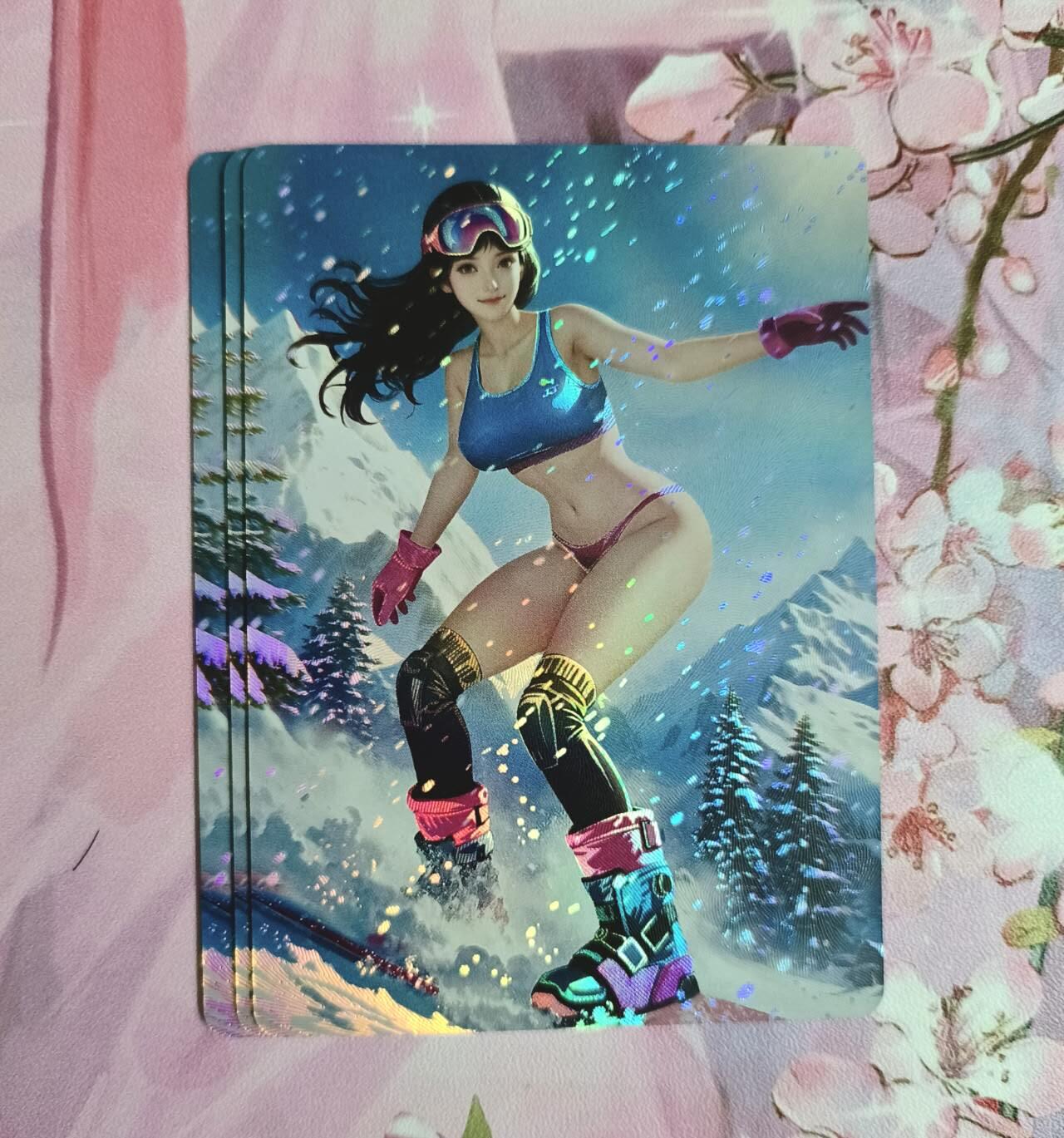 满赠PR！！龙虎卡牌-七八场（满200元包邮，无佣金，每周六结拍，欢迎送拍） 压纹彩闪3张 鸡腿丽人集 滑雪少女 落衣三渐变（第三张性感）