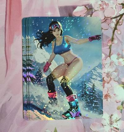 满赠PR！！龙虎卡牌-七八场（满200元包邮，无佣金，每周六结拍，欢迎送拍） - 压纹彩闪3张 鸡腿丽人集 滑雪少女 落衣三渐变（第三张性感）