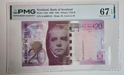 听雨轩（七十九） - 苏格兰20英镑  pmg67  AA冠百位小号 沃尔特斯各特2007