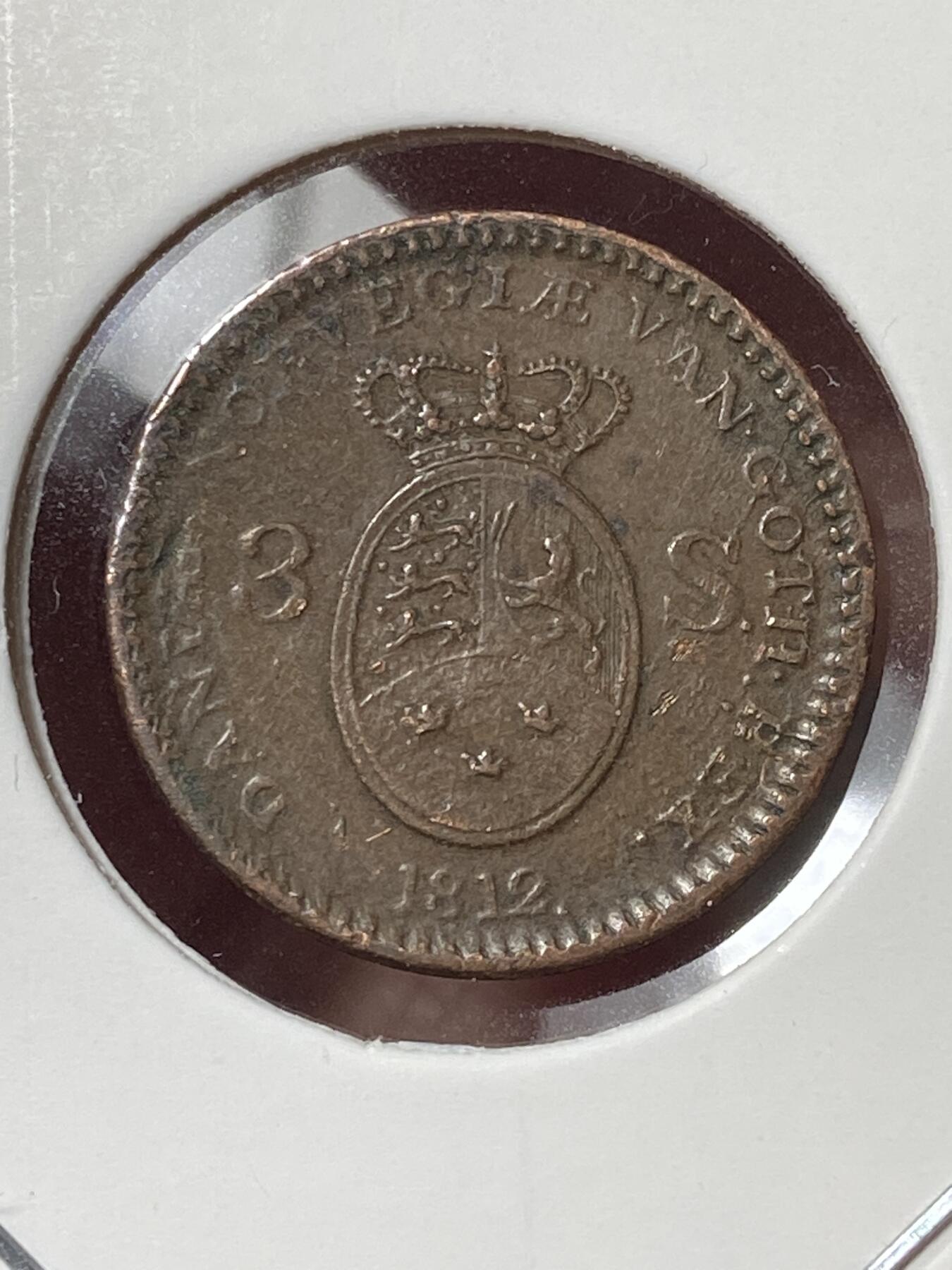 2026年第三十五场(总第二百零四场）外国精品纸夹币场(免佣金) 丹麦王国🇩🇰1812单年份3斯基林(弗雷德里克六世时期，哥本哈根造)