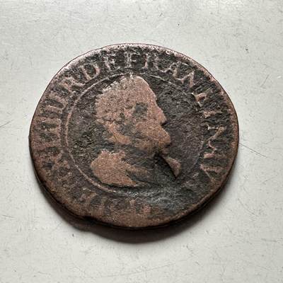 🌹外币初藏🌹🐯2026年第28场   每周二四六晚8️⃣点 接代拍 - 法国王国亨利三世公元1574-1589年Double Tournois铜币20mm