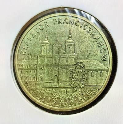 外国优质老铜币银币苏联纪念章，每周六晚九点倒数截拍，满百包邮可寄存，持续收拍 - 波兰2011年2兹罗提纪念币，属第三共和国 “波兰历史名城” 系列。正面为国徽白鹰，背面是波兹南方济各会修道院，见证波兰文化遗产传承与战后社会发展。