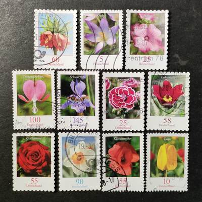 ↓君缘收藏761期☞钱币邮品↓无佣金、可寄存、满30元包邮  - 德国邮票，普通花卉邮票11枚