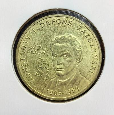 外国优质老铜币银币苏联纪念章，每周六晚九点倒数截拍，满百包邮可寄存，持续收拍 - 波兰2005年2兹罗提纪念币，为纪念反法西斯抵抗运动战士康斯坦蒂・伊尔德丰斯・加钦斯基诞辰 100 周年发行。正面为波兰国徽白鹰，背面是战士肖像与战马，见证波兰对民族英雄的缅怀与抗争历史传承。