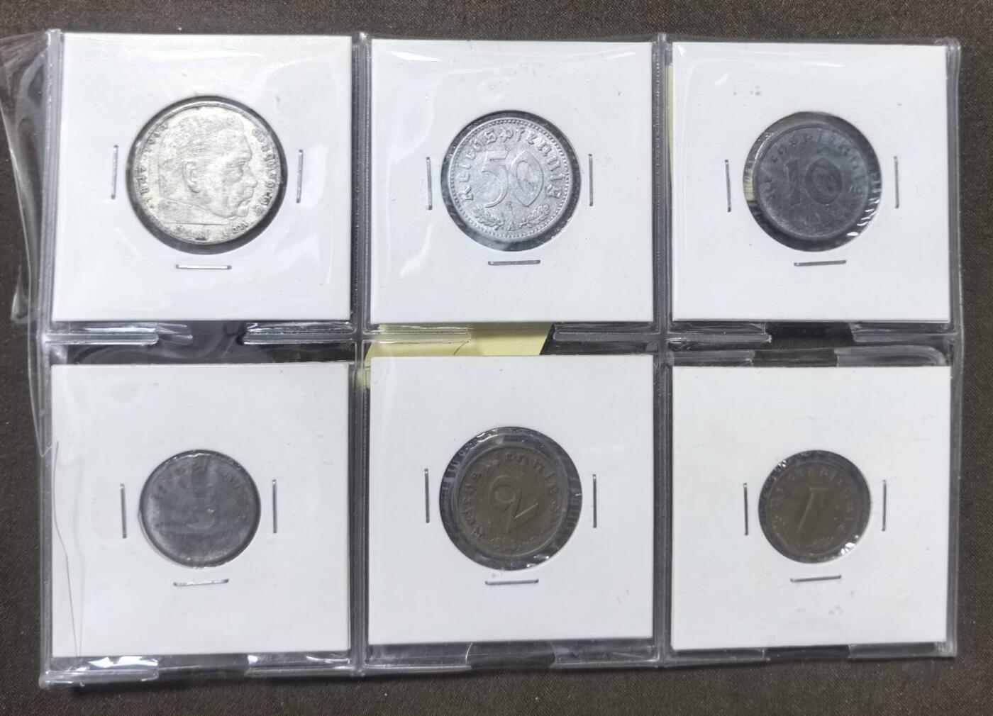 北京马甸外国币专卖第149期，外国币专场，陆续上拍，欢迎关注 德国帝国W字马克6枚/套，2马克为银币