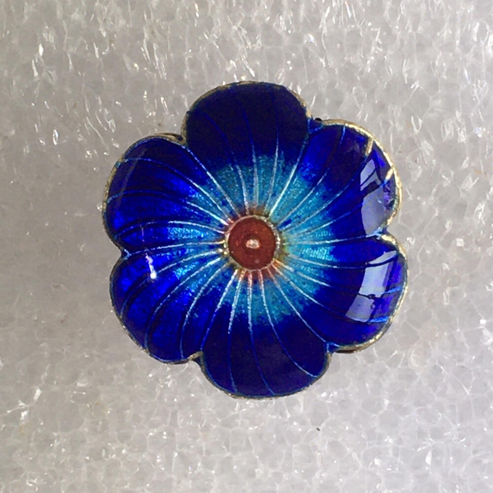         出口创汇时期老北京景泰蓝铜胎烤蓝银蓝掐丝珐琅扁珠异形珠子全品相未使用1枚原版真品回流如图旧藏文玩艺术收藏