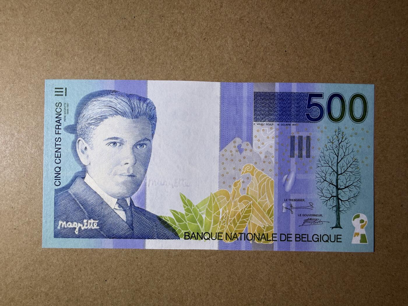 《艾美收藏》第236期-3.15周日外币畅拍 比利时500法郎 AU-UNC 末版 局部轻微荧光