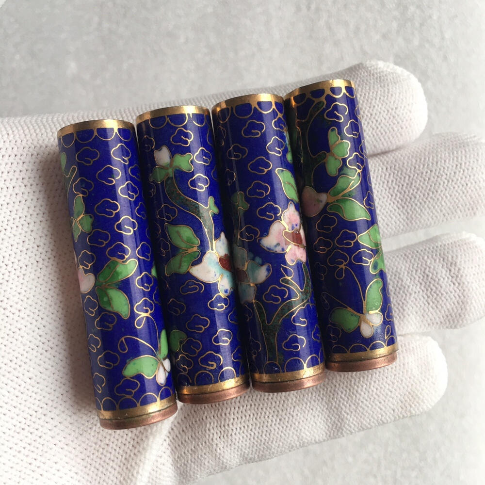        出口创汇时期蓝色景泰蓝铜胎掐丝珐琅小花瓶1个原版真品如图旧藏文玩艺术收藏