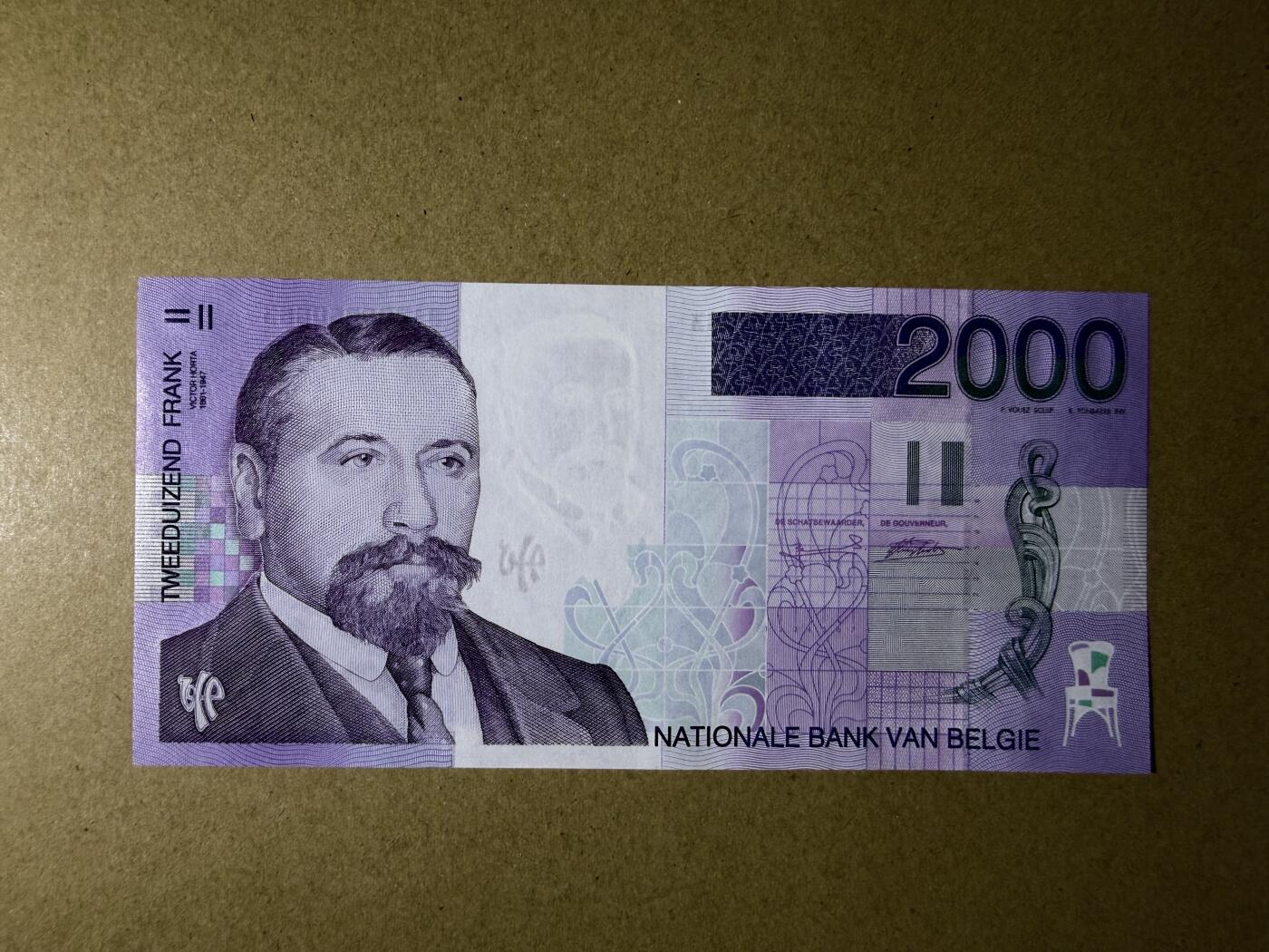 《艾美收藏》第236期-3.15周日外币畅拍 比利时2000法郎 UNC 末版 比利时建筑师霍尔塔 无47