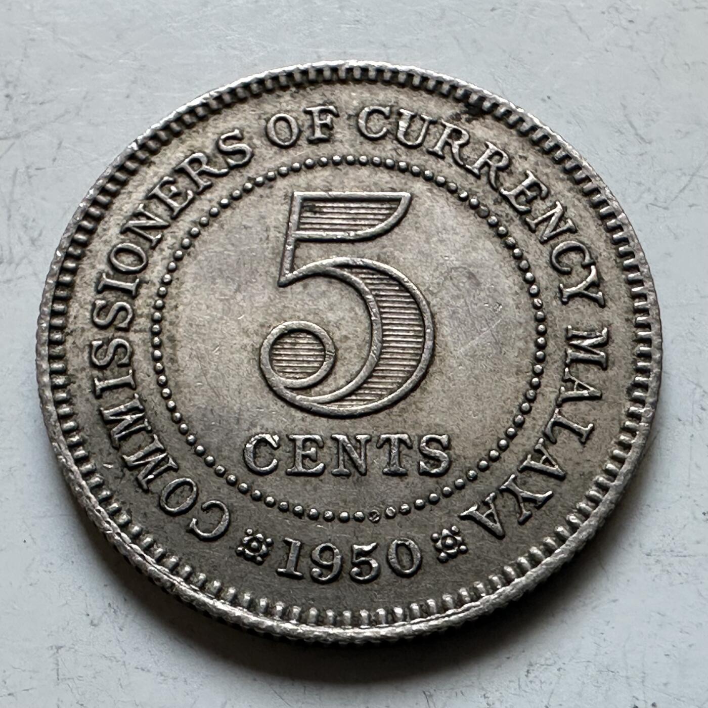 🌹外币初藏🌹🐯2026年第28场   每周二四六晚8️⃣点 接代拍 英属马来亚1950年五分