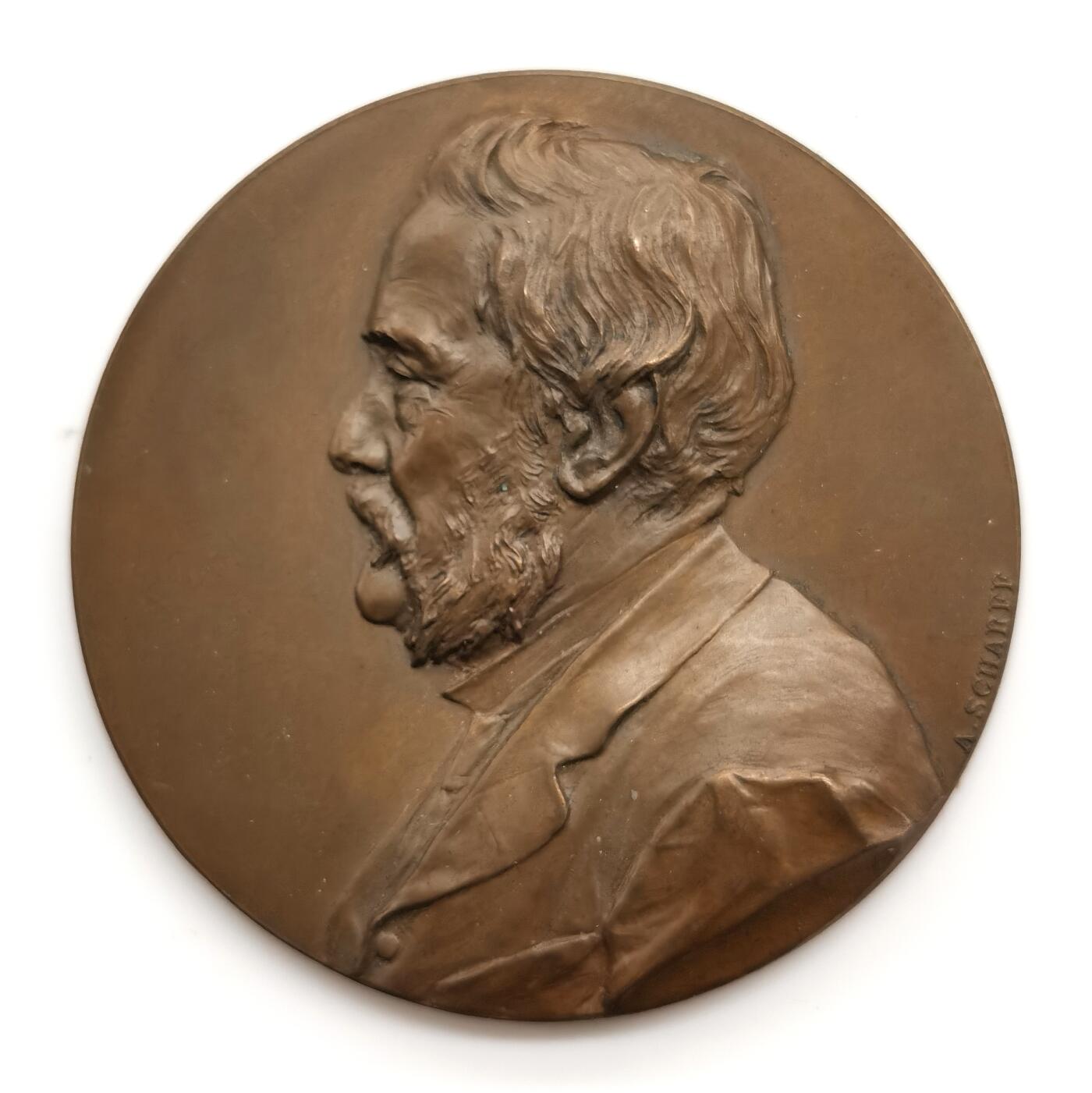 博洋堂世界钱币拍卖第164期（全场包邮） 1902年奥地利为纪念约瑟夫•昂格获得博士学位50周年纪念大铜章，直径51mm，重62.8g，作者安东沙夫，是scharff系列章里比较少见的一枚