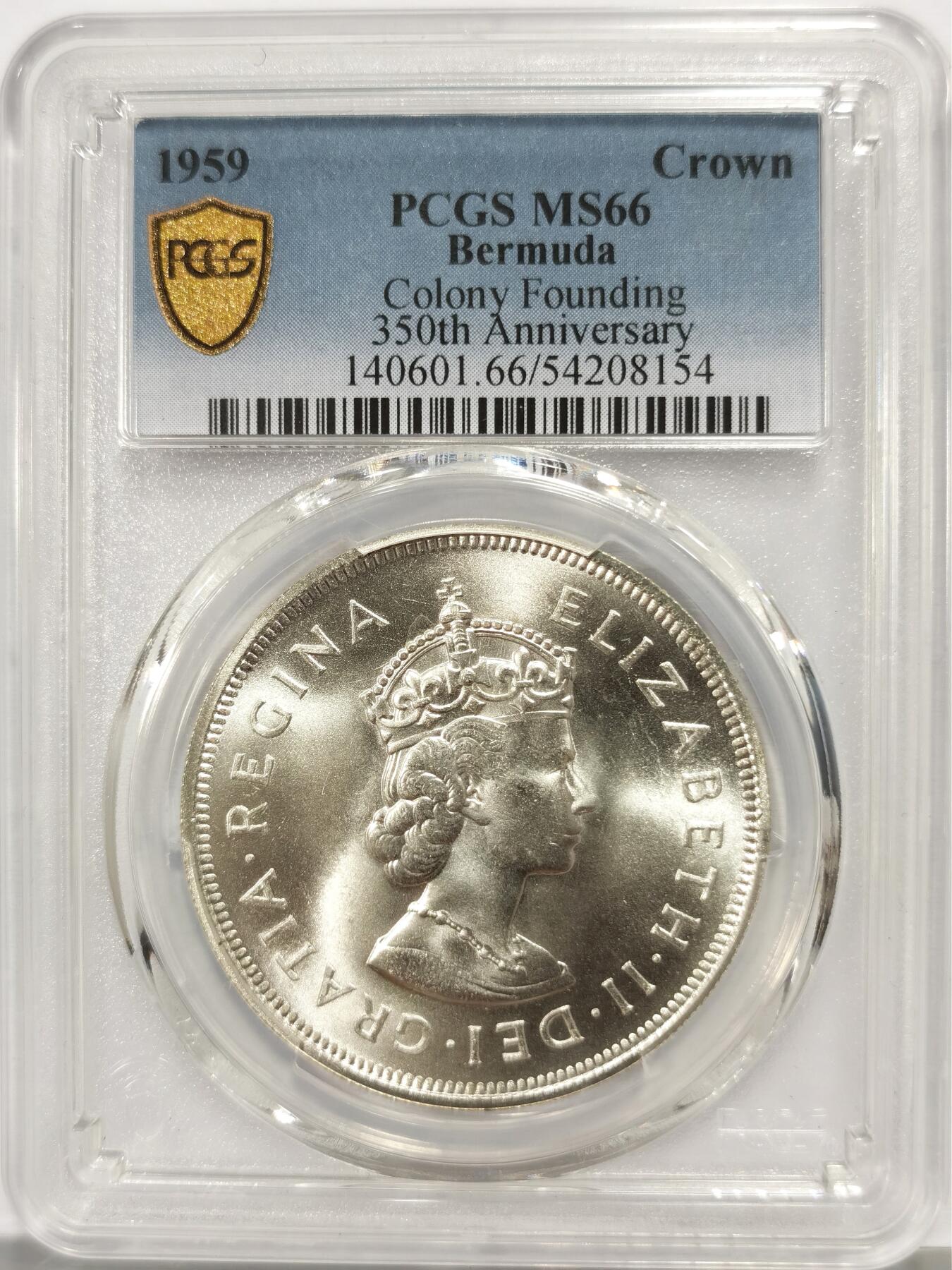 博洋堂世界钱币拍卖第164期（全场包邮） PCGS MS66 英属百慕大1959年伊丽莎白二世发现百慕大350周年1克朗纪念银币-2