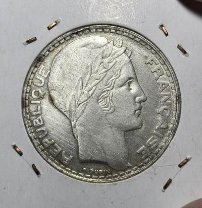 外国优质老铜币银币苏联纪念章，每周六晚九点倒数截拍，满百包邮可寄存，持续收拍 - 法国第三共和国1933年20法郎银币20克640银纯银价280元，又称 “都灵版”，由雕刻家皮埃尔・都灵设计，正面为玛丽安娜头像，背面刻有 “自由、平等、博爱” 及麦穗图案。