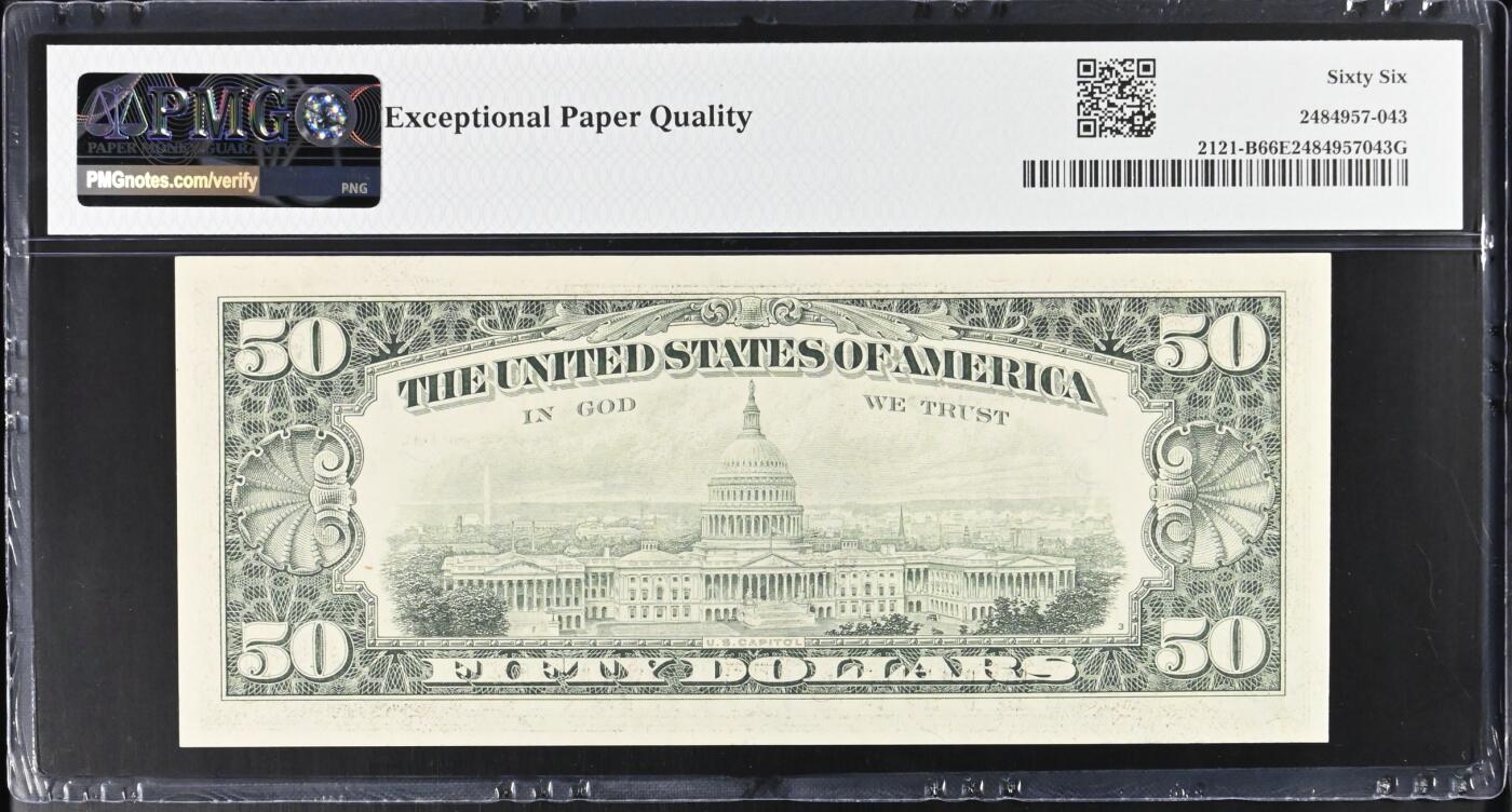 《艾美收藏》第236期-3.15周日外币畅拍 美国50美元 PMG66E 1981年 亚军分