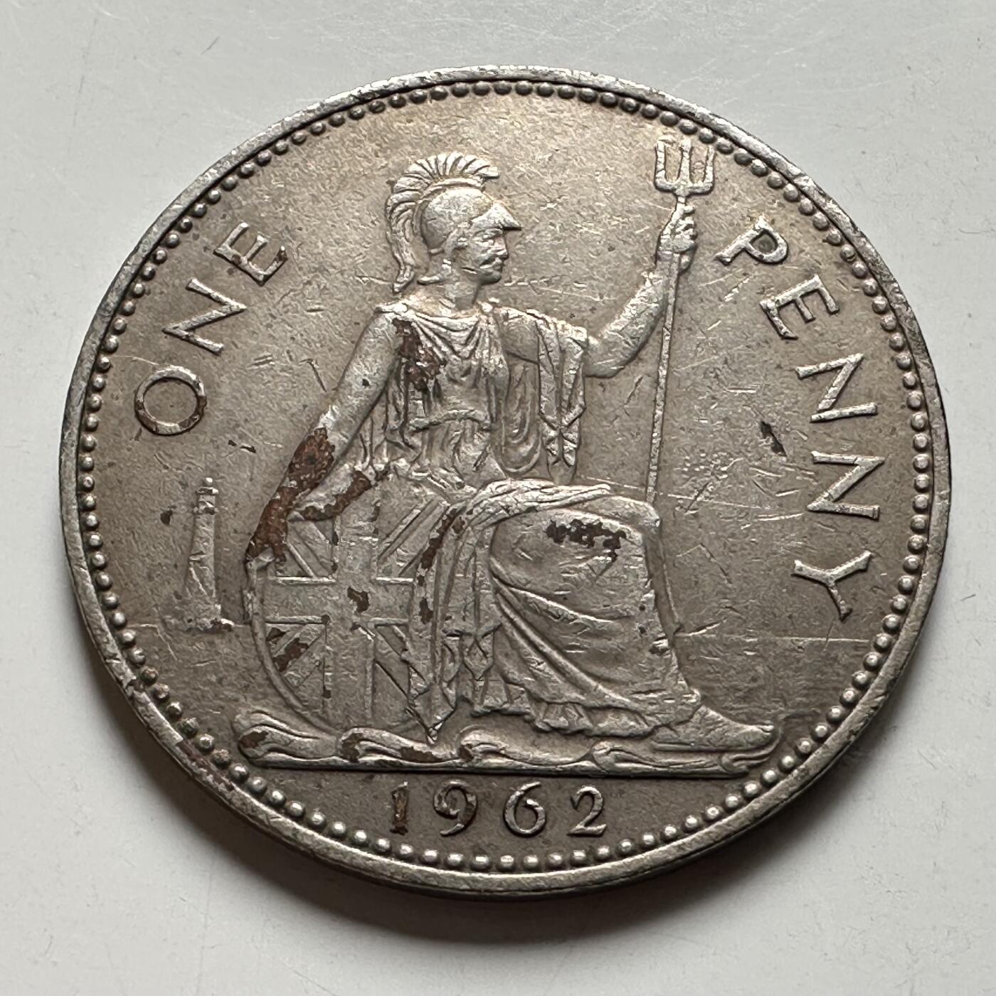 🌹外币初藏🌹🐯2026年第28场   每周二四六晚8️⃣点 接代拍 英国1962年一便士 后制镀银