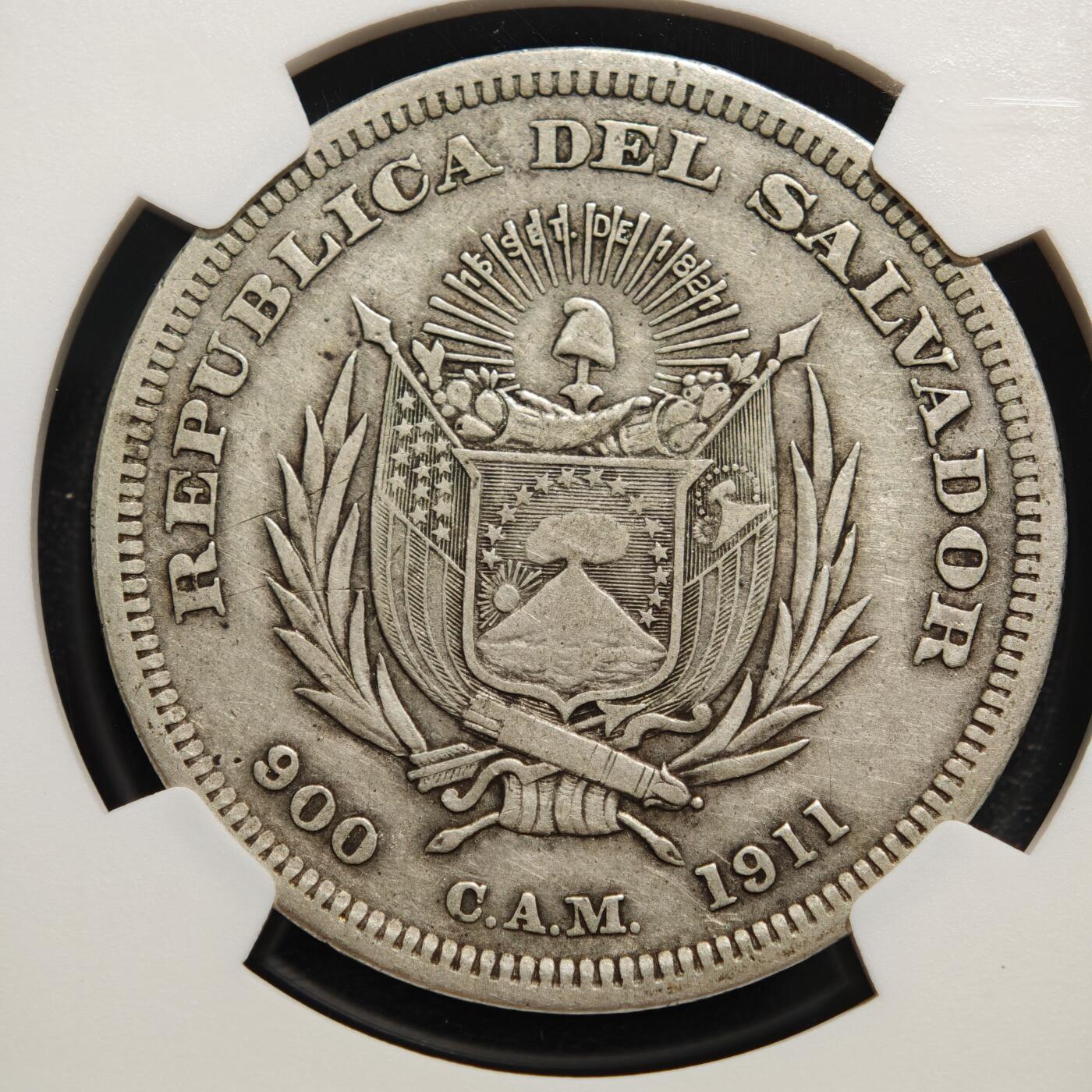【德藏】世界币章拍卖第167期（拍品征集中~欢迎藏友联系） 1911年 萨尔瓦多哥伦布1比索银币 NGC VF
