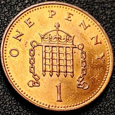 泉币菌-第207场-拍品多 请提前出价 - 铜光美品 英国1988年1便士紫铜币 威斯敏斯特宫徽章 20.3mm