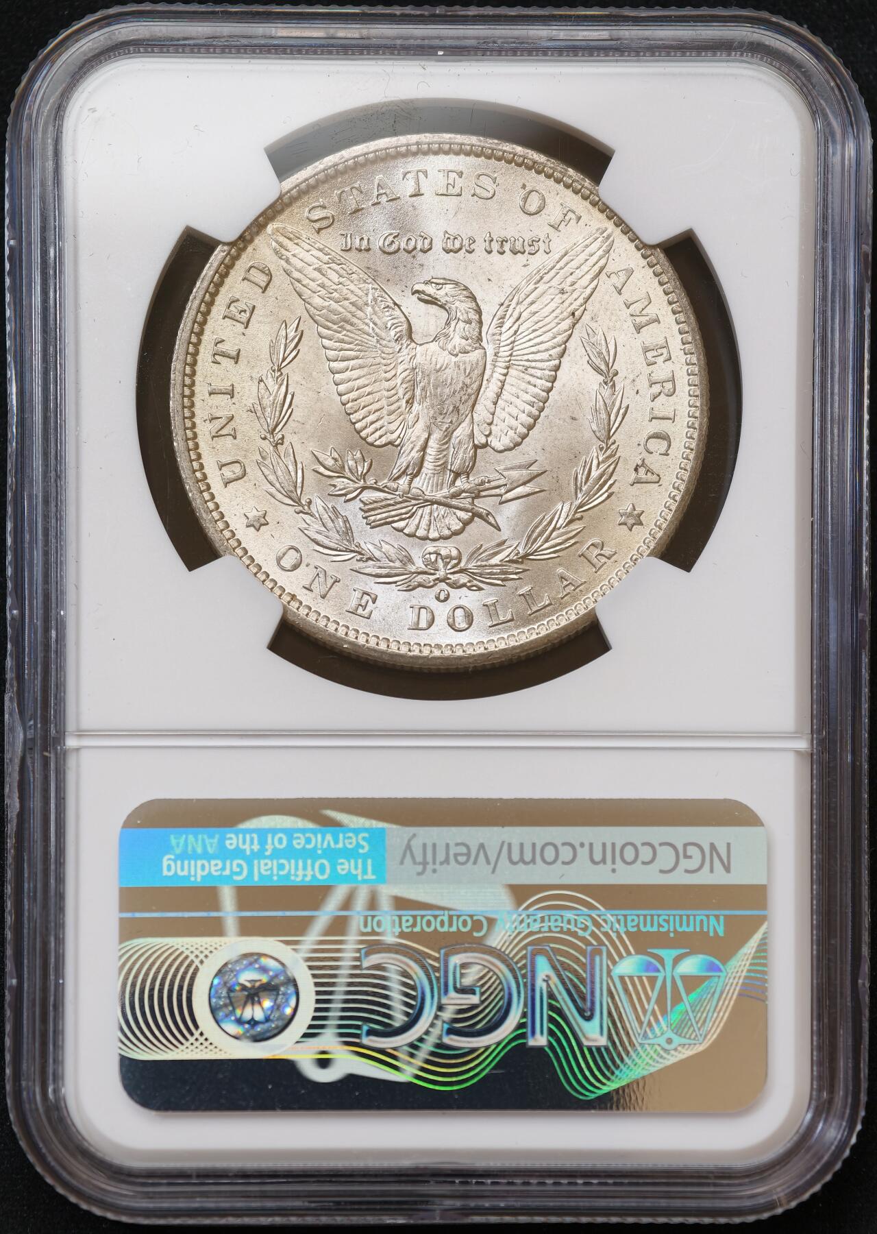 甄臻铺-世界币章拍卖（第54期），3月28日甄品场拍品征集中，送拍享返佣金等优惠多多 NGC-MS62 1899年O版美国摩根，不多见的年份