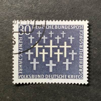 ↓君缘收藏761期☞钱币邮品↓无佣金、可寄存、满30元包邮  - 德国邮票西德，1969年纪念德国战争烈士关怀协会成立50周年邮票1全