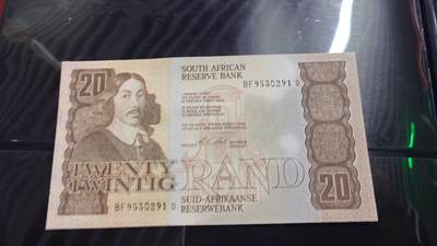 世界钱币～微拍第239期暨2026年第20期  部分尾货整理陆续低价起拍清仓 - 老版南非20兰特 全新绝品无47尾号291