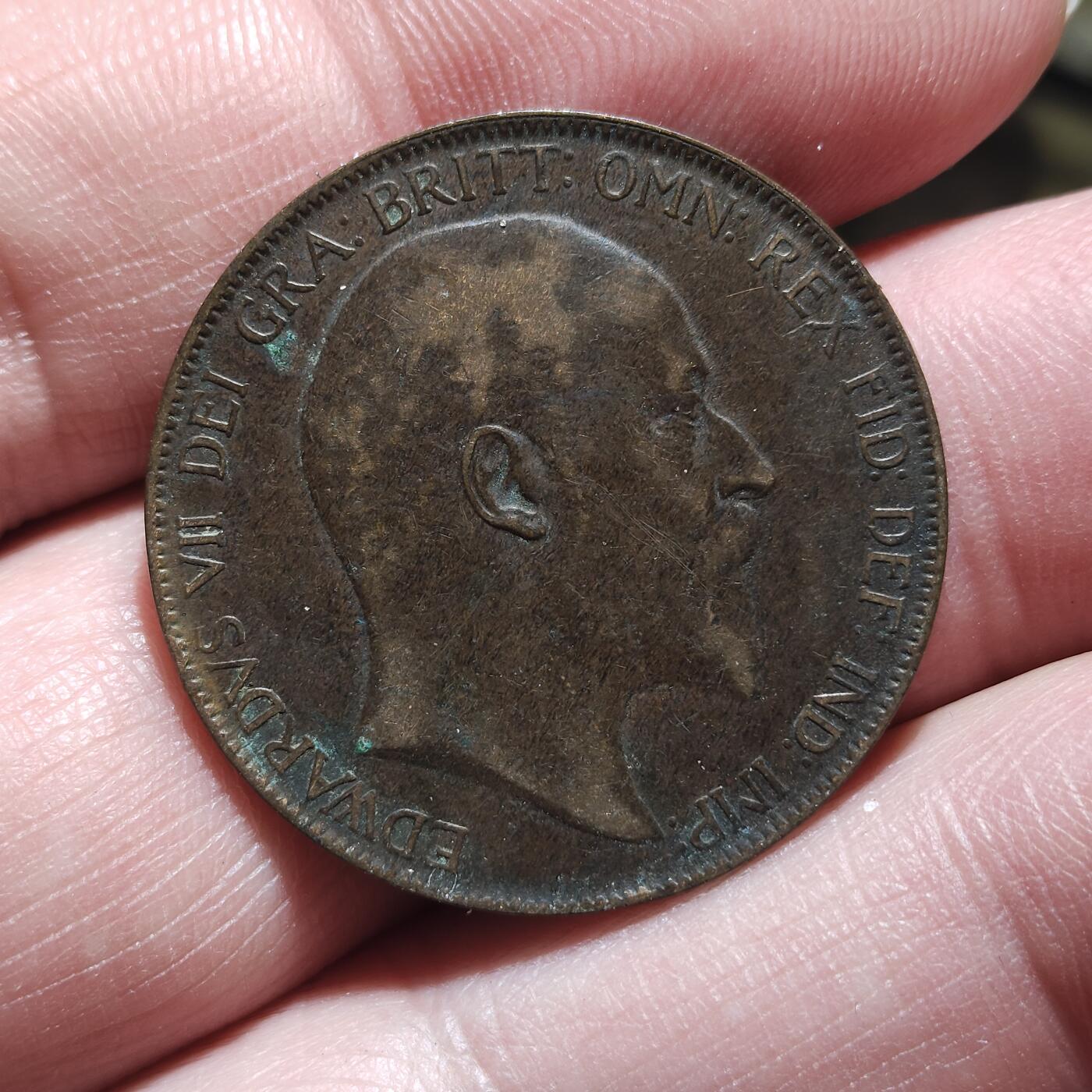 中外钱币第八场 英国1908年爱德华七世1便士