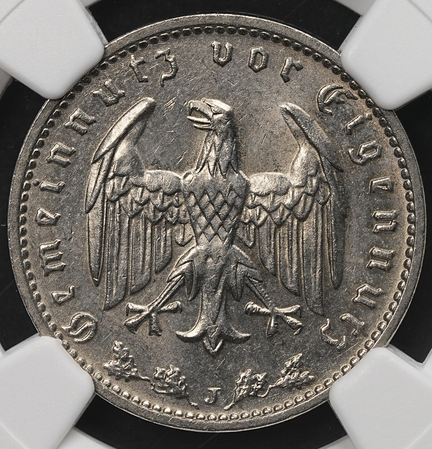 修遠堂世界钱币第107期 NGC MS64 1937年德国1马克，J厂铭