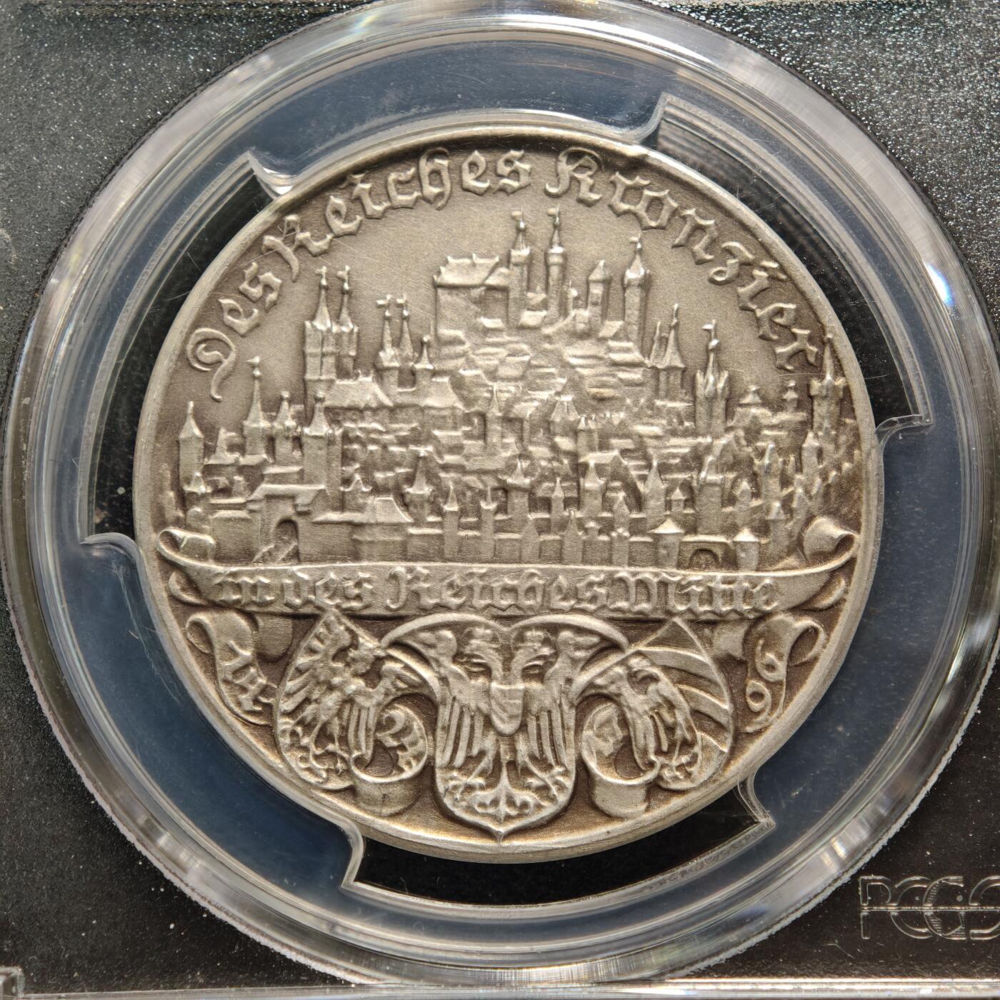 【德藏】世界币章拍卖第167期（拍品征集中~欢迎藏友联系） 1938年 德国民族社会主义工人党纽伦堡党代会纪念大银章 名家卡尔歌茨作品 PCGS MS64 原味淡包浆 磨砂质感（原图请查询PCGS评级官网）