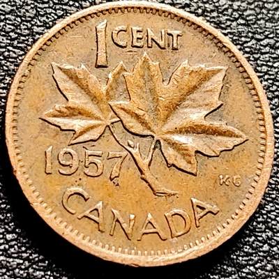 泉币菌-第207场-拍品多 请提前出价 - 1957年 加拿大枫叶一分铜币 伊丽莎白二世 19mm