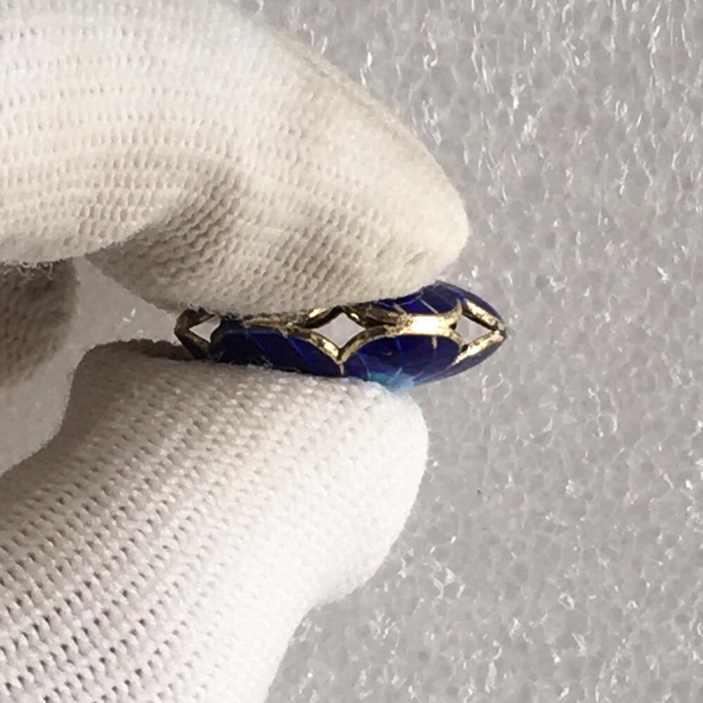         出口创汇时期老北京景泰蓝铜胎烤蓝银蓝掐丝珐琅扁珠异形珠子全品相未使用1枚原版真品回流如图旧藏文玩艺术收藏