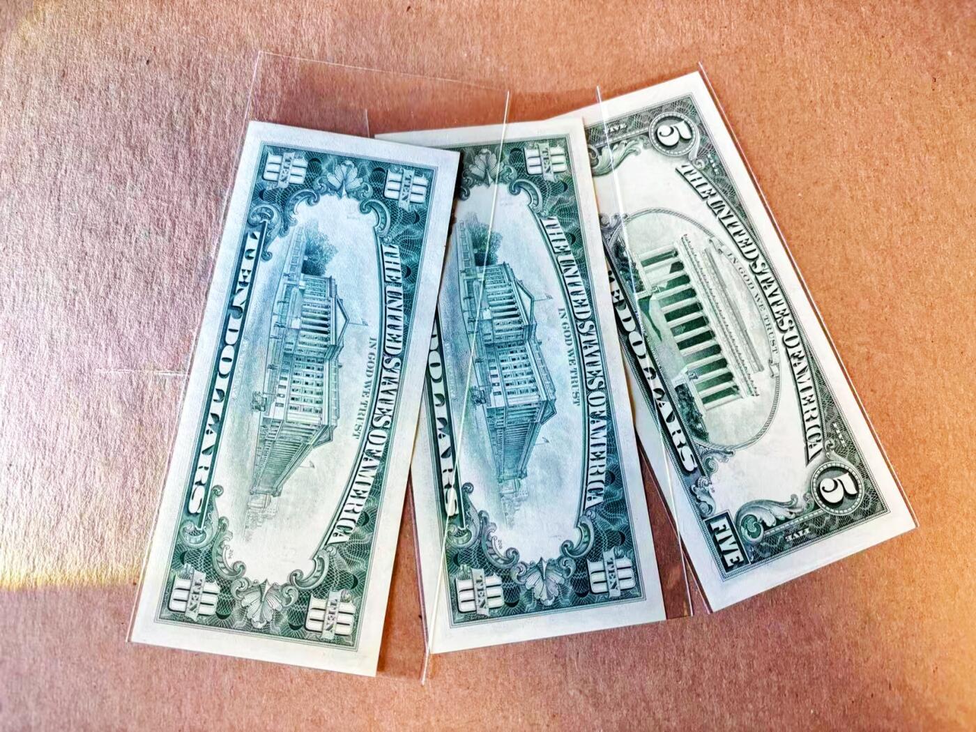 【Blue Auction】世界纸币精拍第794期——18级TOP拍卖/信誉/品质/专业/高效💫   【一组3张 含88尾】美国 1985-95年5-10美金 UNC-