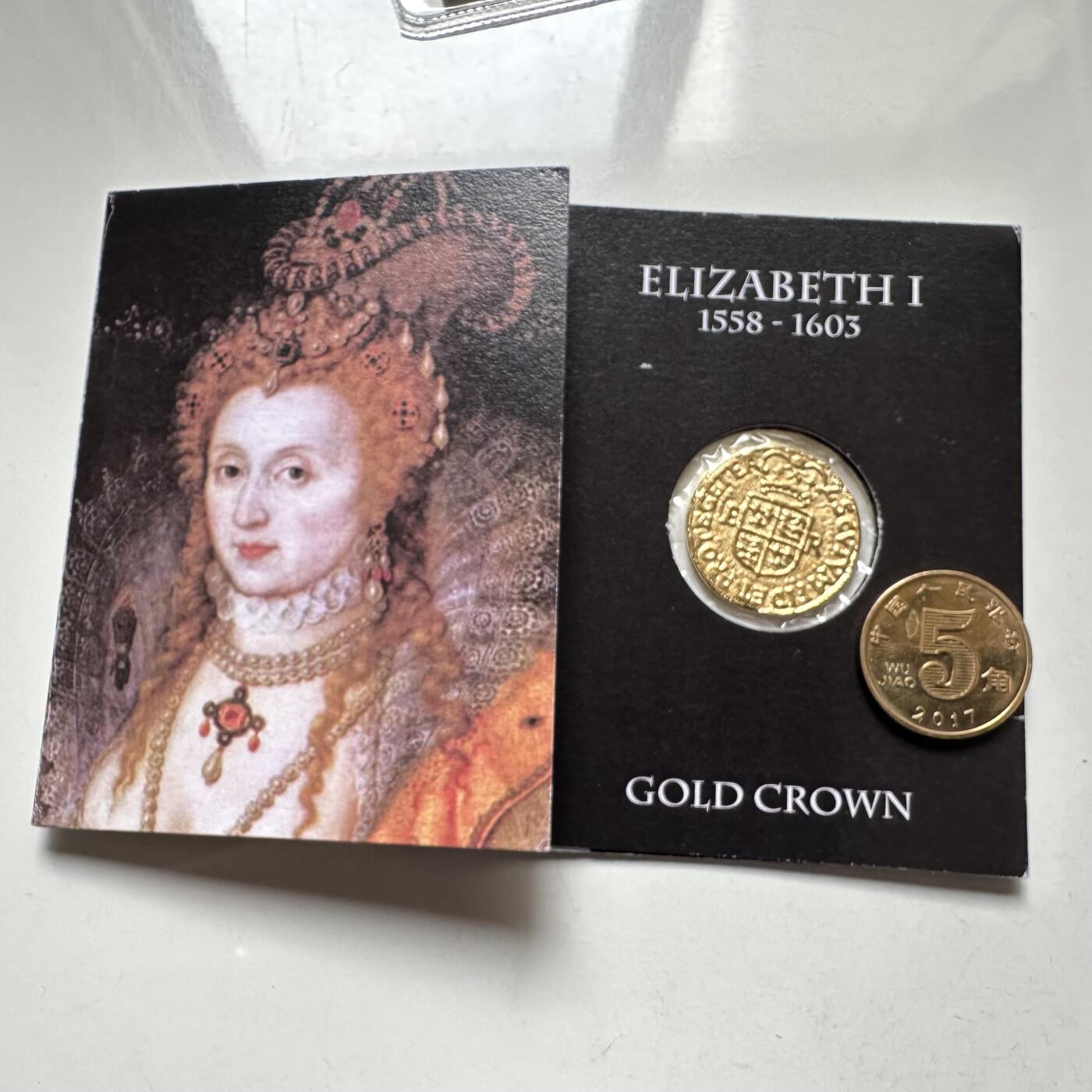 🌹外币初藏🌹🐯2026年第28场   每周二四六晚8️⃣点 接代拍 英国伊丽莎白一世1558年-1603年金克朗锡制复制品25mm5g