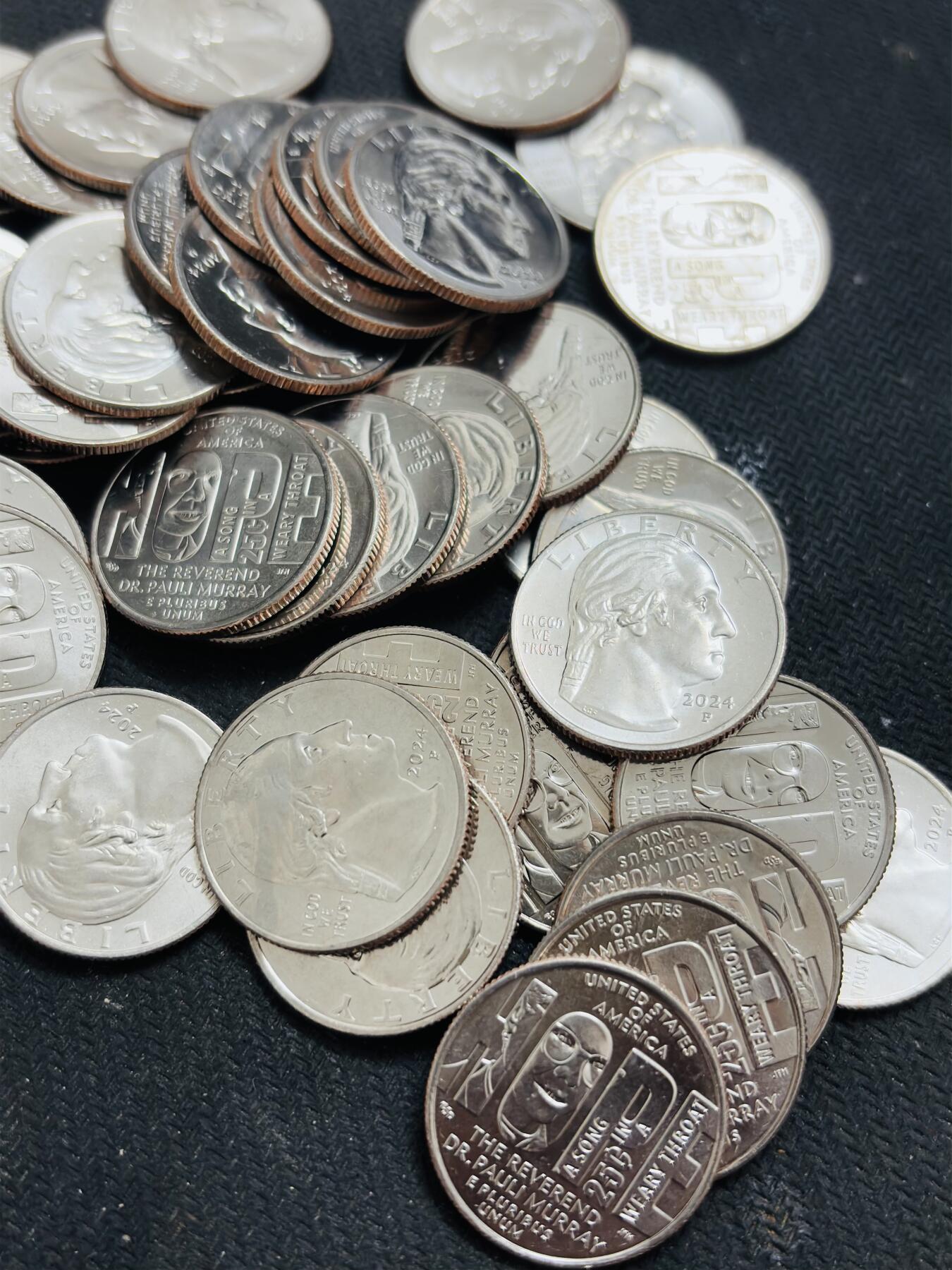 文馨钱币收藏第 296 场，长期接代拍业务 全新 2024年美国铜镍纪念币杰出女性系列第11枚保利默里牧师 PD版，中拍随机 10 枚全新