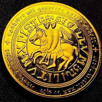 泉币菌-第207场-拍品多 请提前出价 - 纪念章 金色 马剑骑士 纪念品 40×3mm