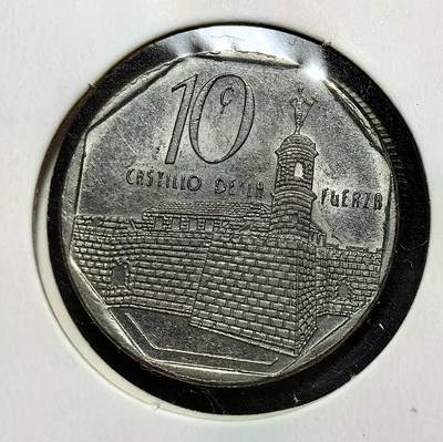 外国优质老铜币银币苏联纪念章，每周六晚九点倒数截拍，满百包邮可寄存，持续收拍 - 年份复打古巴1999年10分，正面为古巴国徽，背面是哈瓦那 “圣卡洛斯・德・拉・卡瓦尼亚城堡”。它见证古巴后革命时期货币体系，承载殖民历史与国家象征意义。