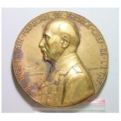 【艺术】德国占维希法国艺术大章1941年 贝当元帅当总理 高浮雕精制超大铜章 68MM 148克 - 【艺术】德国占维希法国艺术大章1941年 贝当元帅当总理 高浮雕精制超大铜章 68MM 148克