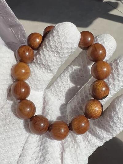 零元拍：金丝楠圆珠手串，15MM 金丝满满，满手留香