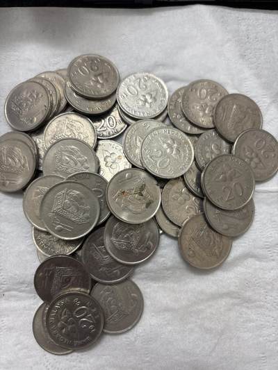 文馨钱币收藏第 296 场，长期接代拍业务 - 好品马来西亚 20 分 50 枚，多年份，年份未挑