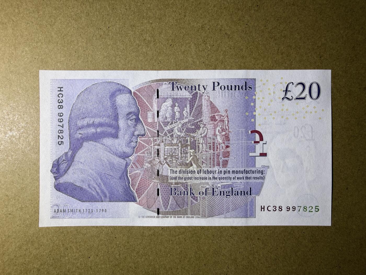 《艾美收藏》第236期-3.15周日外币畅拍 英格兰20镑 UNC F序列 有处轻微荧光 无4