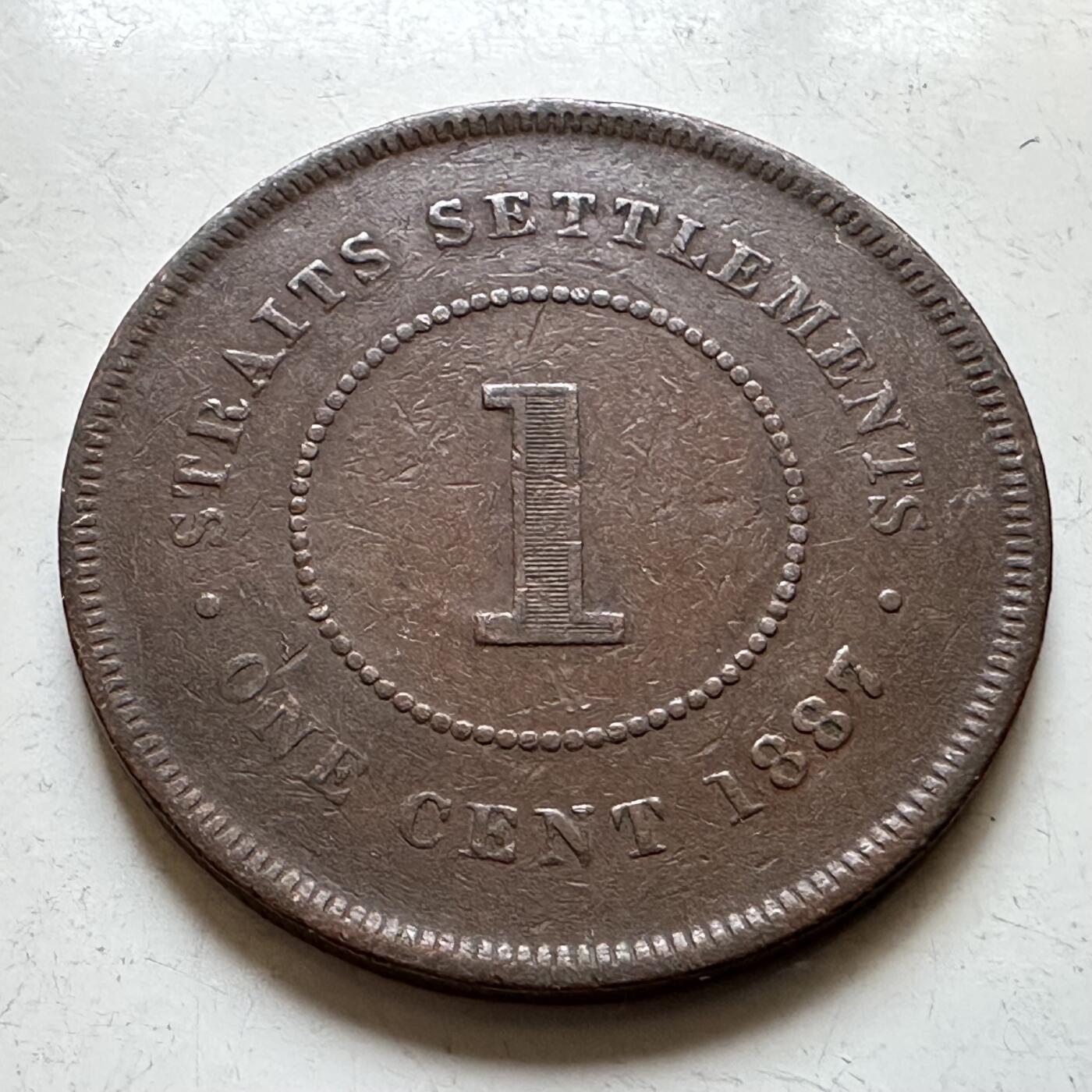 🌹外币初藏🌹🐯2026年第28场   每周二四六晚8️⃣点 接代拍 英属海峡殖民地1887年一分