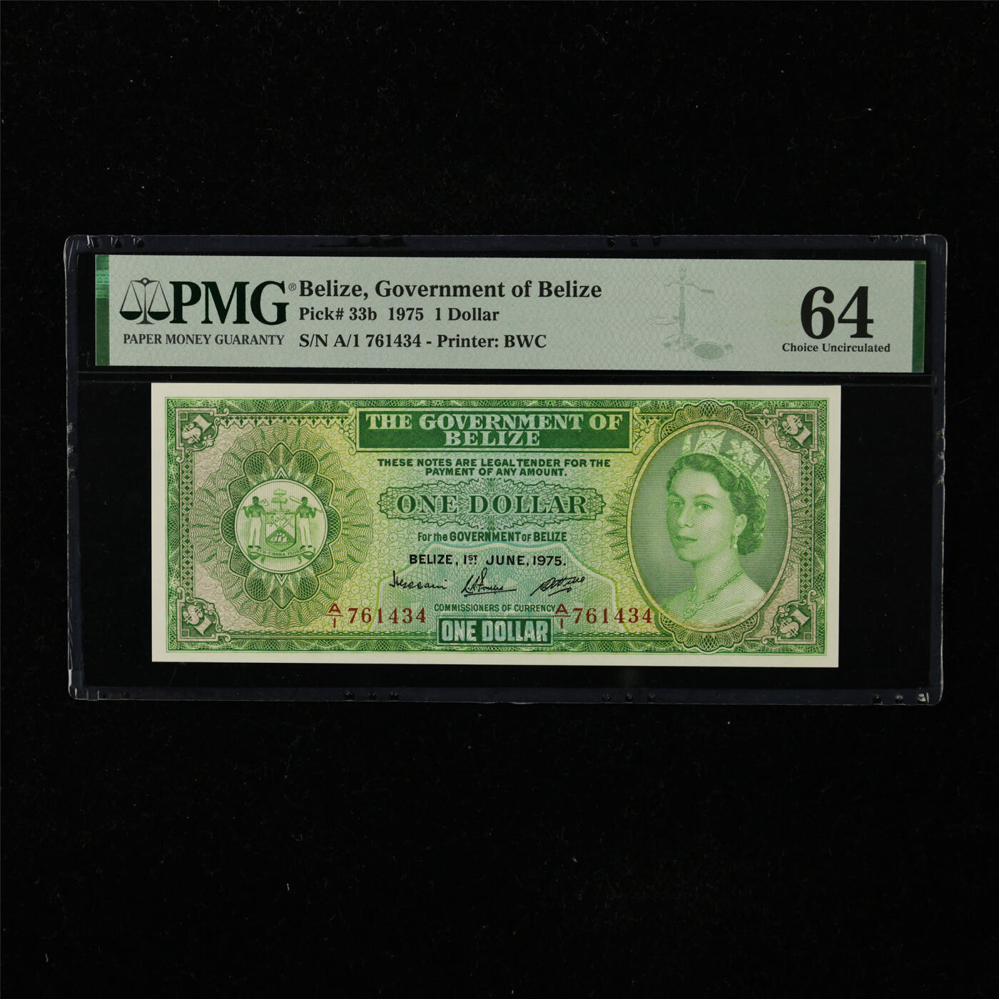 【亘邦集藏】第222期拍卖 1975年 伯利兹1元 PMG 64 A/1 761434