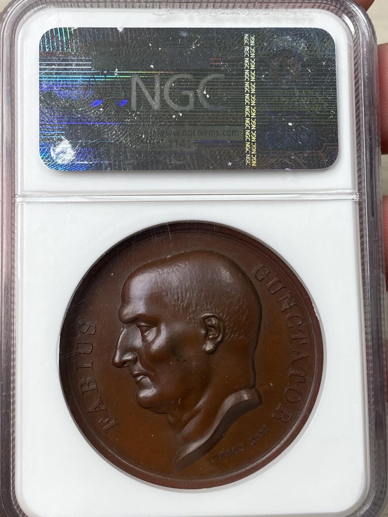 万国钱币拍卖第062期 NGC MS64 1807年法国拿破仑占领奥斯特洛德原铸大铜章 背面罗马将军法比尤斯·昆克托像 御用雕刻师Denon作品 41MM原铸红铜光收藏级