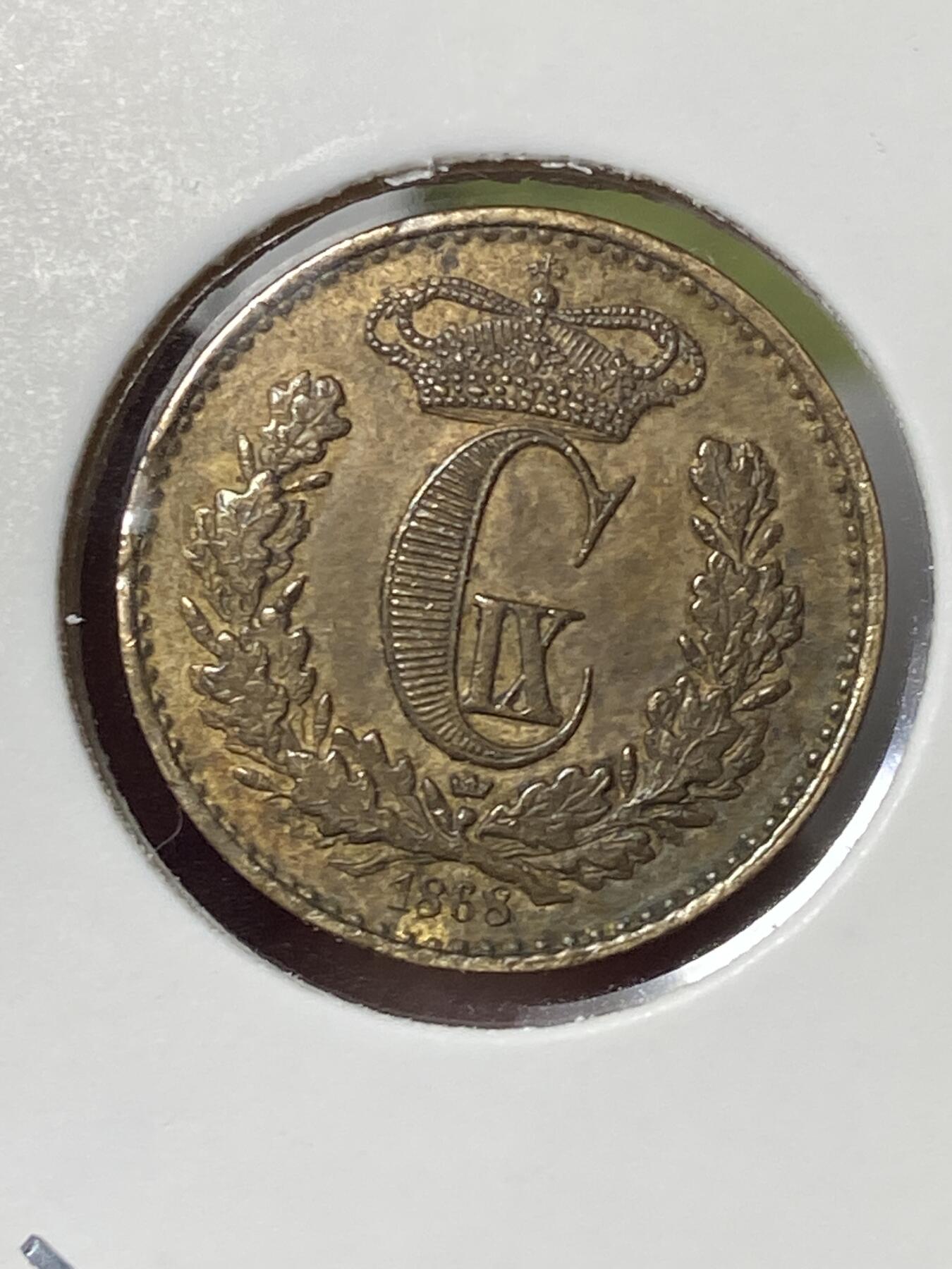 2026年第三十五场(总第二百零四场）外国精品纸夹币场(免佣金) 丹麦王国🇩🇰1868单年份1/2国家货币斯基林(克里斯蒂安九世时期，皇冠标c版哥本哈根造)